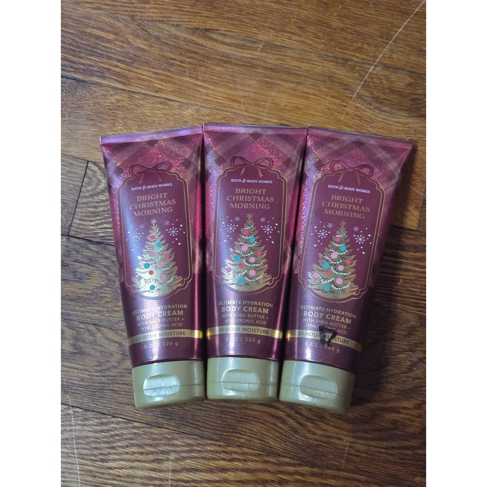 3pc Bath & Body Works Bright Christmas Morning Ultimate Hydration Body Cream 8oz